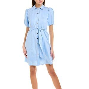 NANETTE LEPORE Nanette Puff Sleeve Shirtdress Chambray Blue Size 10 NWT